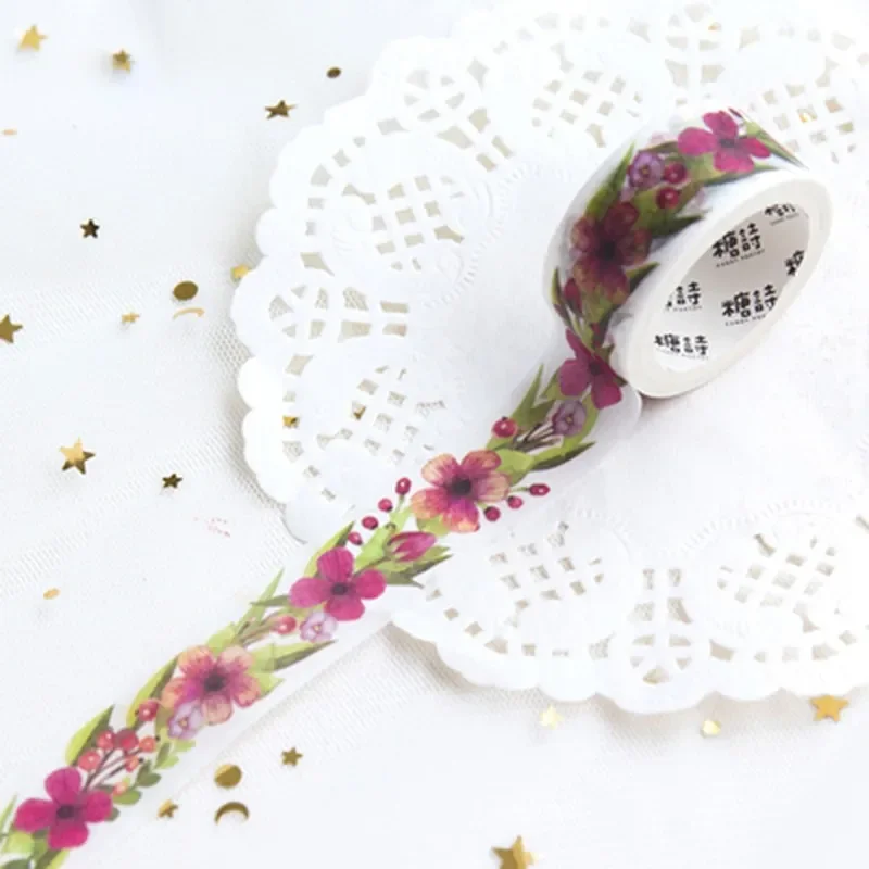 

5M/Pack 2cm Adhesives paper tape flower series hand decorative Washi Masking Tape Stationery gifts
