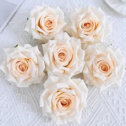 30PCS/9cm White Artificial Silk Flower Heads For Wedding Decoration White Rose DIY Wreath Scrapbooking Craft Fake Flowers Head