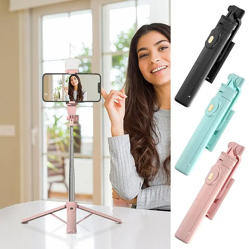 Tripod Selfie Stick With Led Light For Phone Mobile Cell Holder Stand Smartphone Monopod Gimbal Stabilizer Action Camera Photo