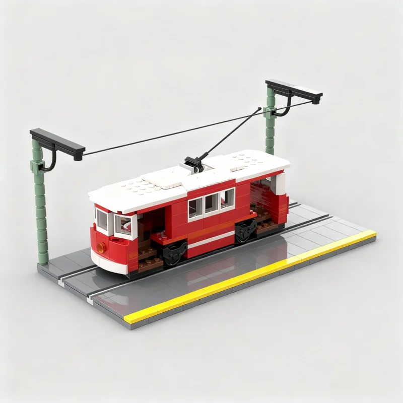 

386pcs MOC Classic Red Trolley Train Model Building Blocks Construction Toys Christmas Gifts Education Brick Kids DIY Creative