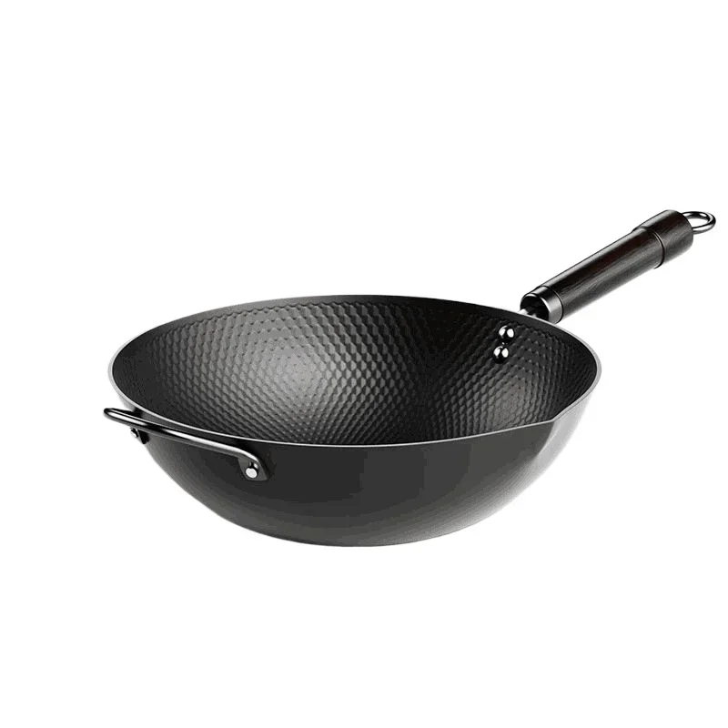 

32cm Iron Wok Pan 2mm Thick Iron Wok Japanese style Cookware Kitchen Uncoated Pot,for Gas Stove Induction Cooker Wok