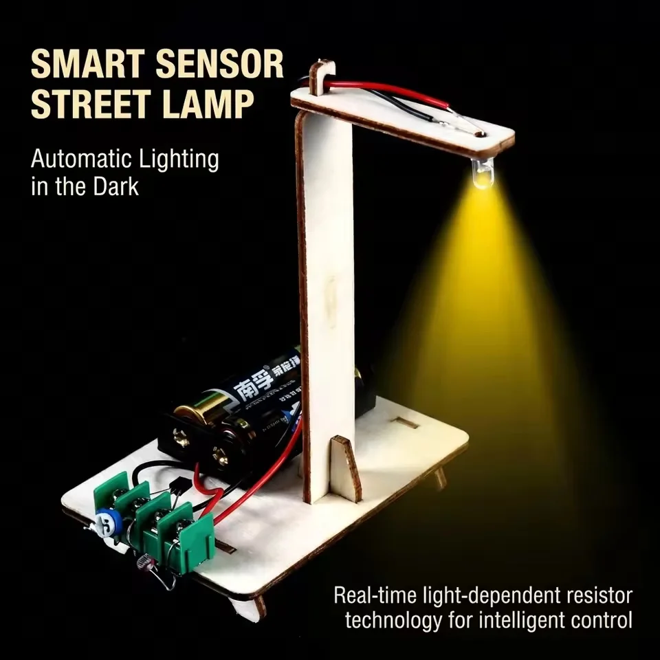 Juguete de Rompecabezas STEM DIY para Armar, Lámpara de Calle Pequeña con Control de Luz, Ciencia Creativa, Física, Regalo Educativo para Niños