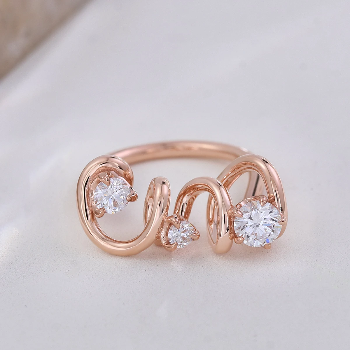 Provence 10K 14K 18K rose gold band lab diamond rings for women unique Twist rings  Finger Personalized Custom Promise Gifts