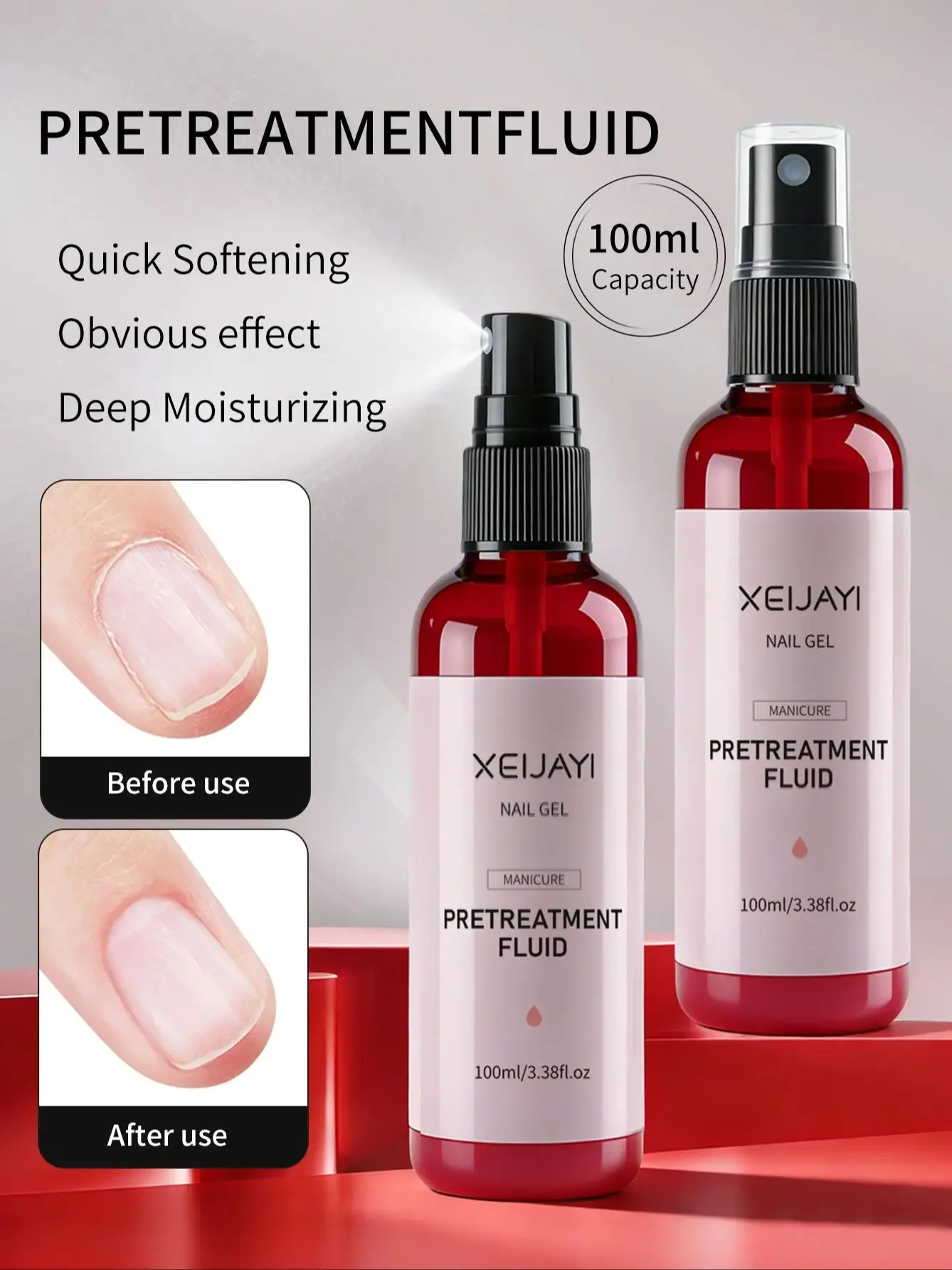 

XEIJAYI 100ml 1pc Quick Cuticle Softening & Nail Moisturizing, Manicure Prep Solution for Before Nail Polish Application