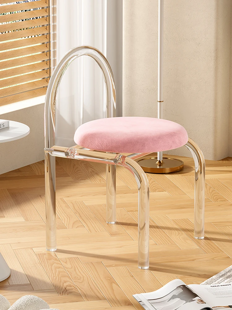 

Luxury Acrylic Makeup Chairs,Living Room Transparent Backrest Dining Chair,Bedroom Dressing Table Stool Furniture