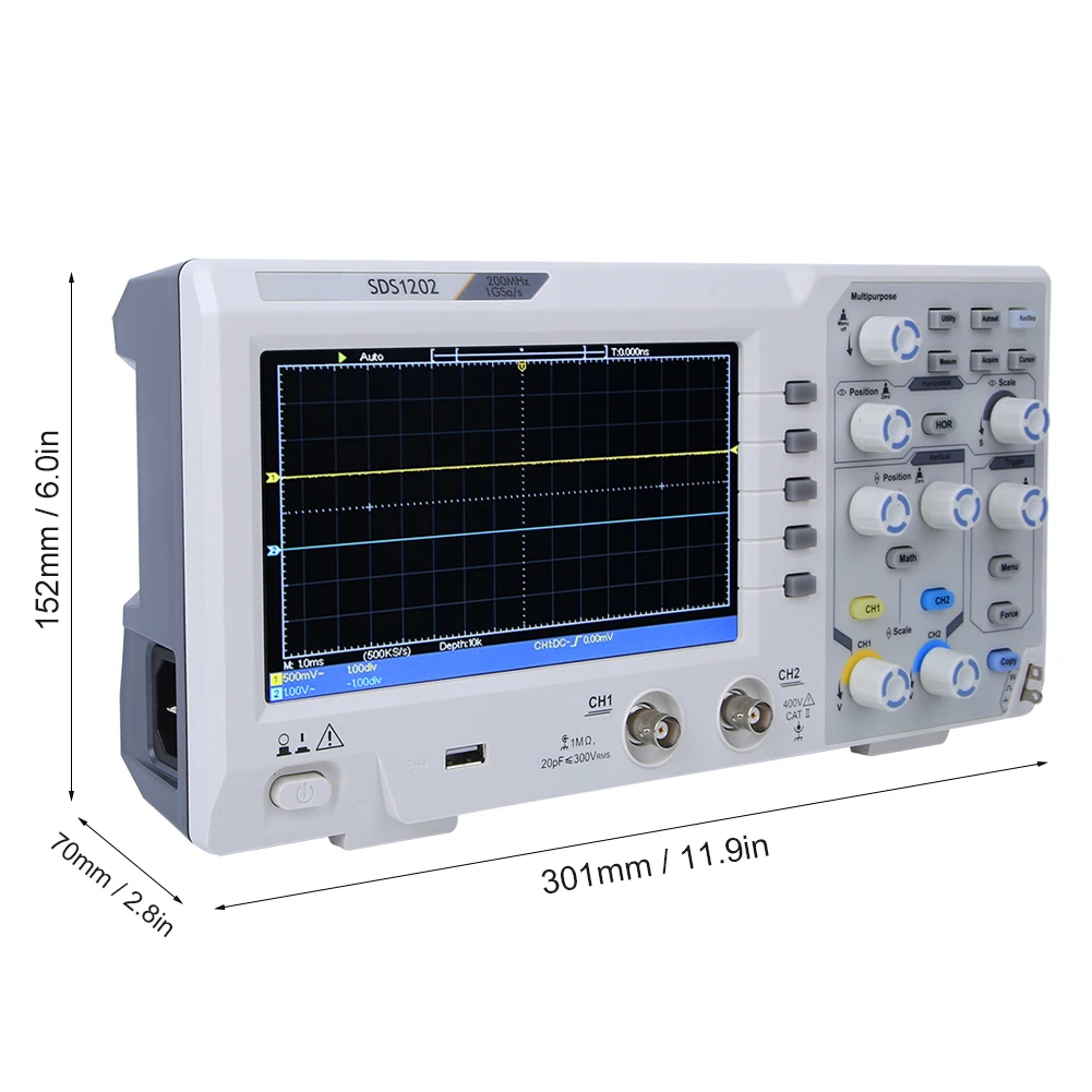 المحمولة 200 ميجا هرتز LCD ملتقط الذبذبات الرقمي SDS1202 200 ميجا هرتز 1GS/s 7in LCD متعدد الوظائف الرقمية 2-قناة راسم الذبذبات #2
