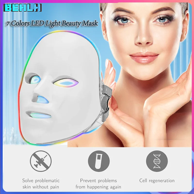 

Rechargeable Facial LED Mask 7 Colors LED Photon Beauty Mask Skin Rejuvenation Home Face Lifting Whitening Beauty Device