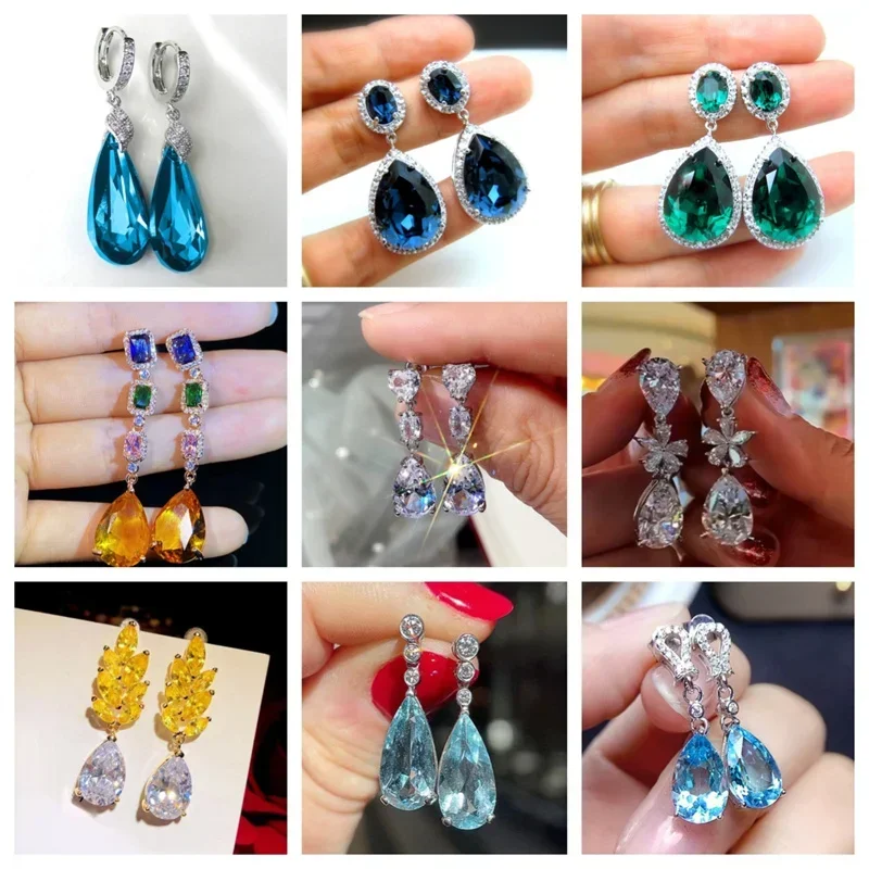 2026 New Shiny Zircon Oxide Earrings Attend Banquets Upscale Fashion Mosonite Party Jewelry Personalized Long Pendant
