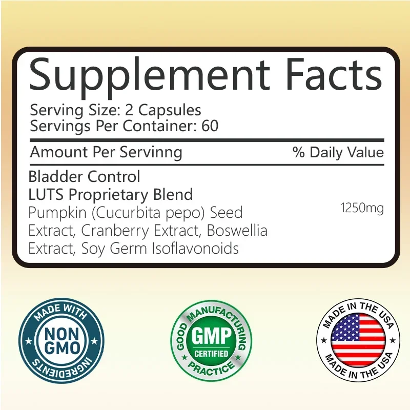 Bladder Control Supplement - Supports Urinary Tract Health - Helps Relieve Overactive Bladder and Urinary Tract Infections