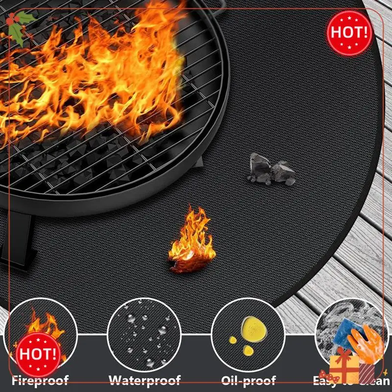 

Коврик ABLE-Fire Pit Mat для Solo Stove Bonfire Круглый огнестойкий коврик для печи Solo Круглый коврик для барбекю для костра под грилем 14-дюймовый