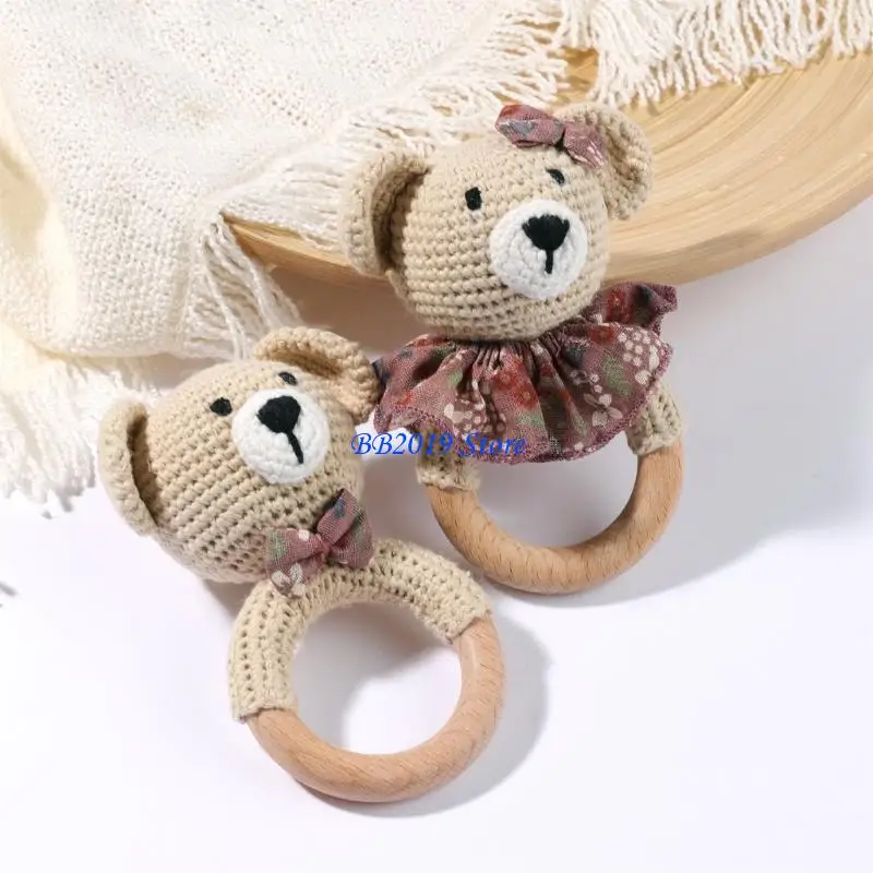 Q0KB Baby Cartoon Bear Baby Teething Toy for Visual Sensory Stimulation