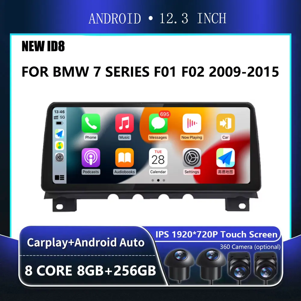 

Сенсорный экран 12,3 дюйма для ОС Android для BMW, серий 7, F01, F02, 2009-2015, автомобильный монитор Carplay, стереодинамики, радио, мультимедийный плеер для авто