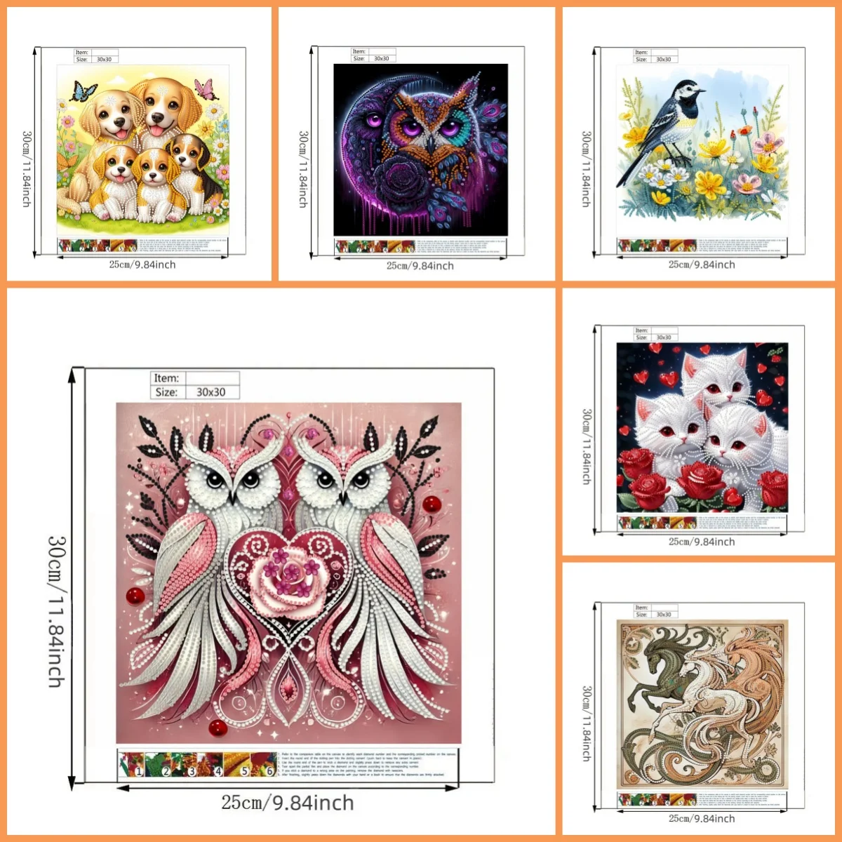 1 لوحة ماسية ذاتية الصنع بأنماط حيوانات، مناسبة لعشاق الرسم الماسي المبتدئ (بدون إطار خشبي) #2