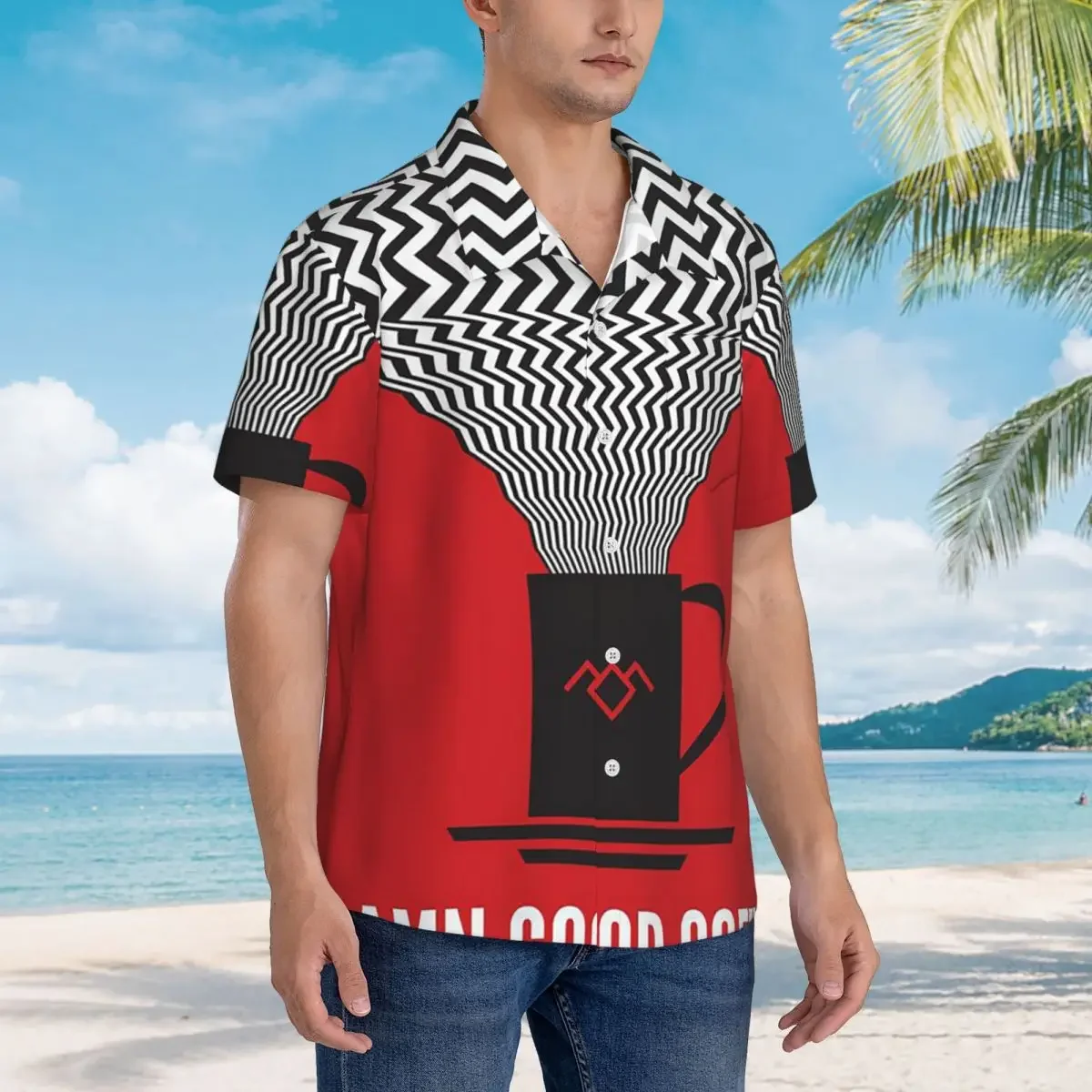 Twin Peaks Red Room Hawaiian Shirts Casual Men Short Sleeve Shirt for Summer Beach Men's Button Tops