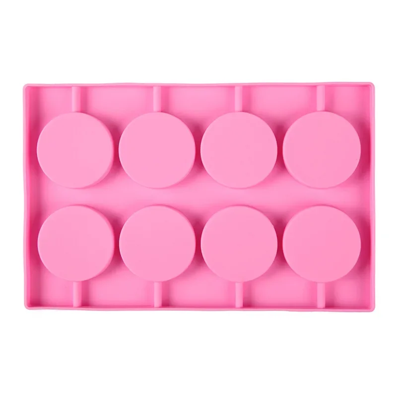 8-Cavity Round Silicone Lollipop Candy Mold Homemade Kids Cake Chocolate Cookies Decorating Tools Mould Baking Pastry