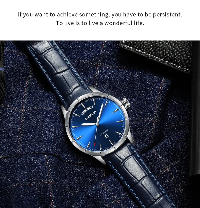 2024 New Top Brand OUBAOER Sword Pointer Automatic Mechanical Watch Luxury Belt 30m Waterproof Business Watch Mens Watches