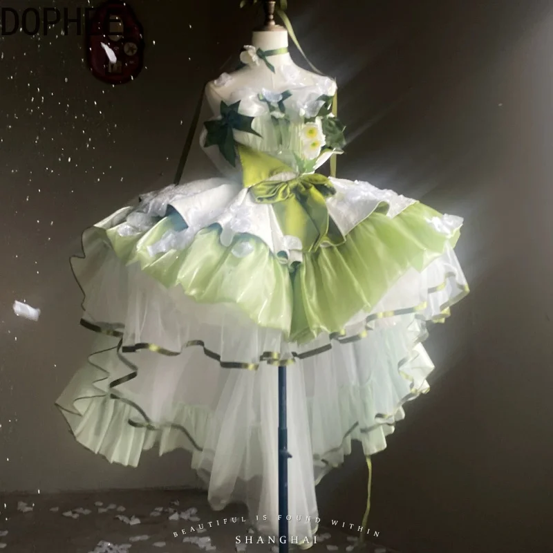 High Quality Flower Fairy Lolita Princess Dress Sexy Off Shoulder Slimming Strapless Dress Elegant Irregular Women's Puff Dress