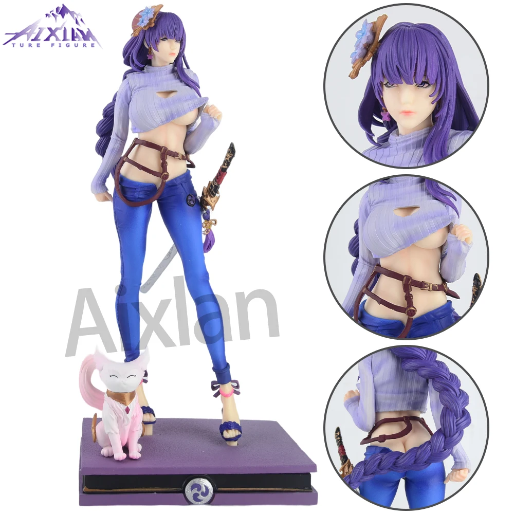 Aixlan 30cm New Series Anime Figure Raiden Shogun PVC Action Figure Yae Miko Keqing Figurine Collectible Model Toys Kid Gift