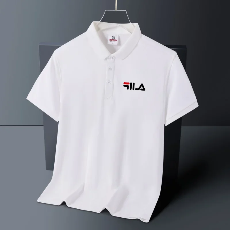 2024 new men's printed logo decal cotton Polo T-shirt Men's fashion short-sleeved shirt Men's sports shirt Business T-shirt