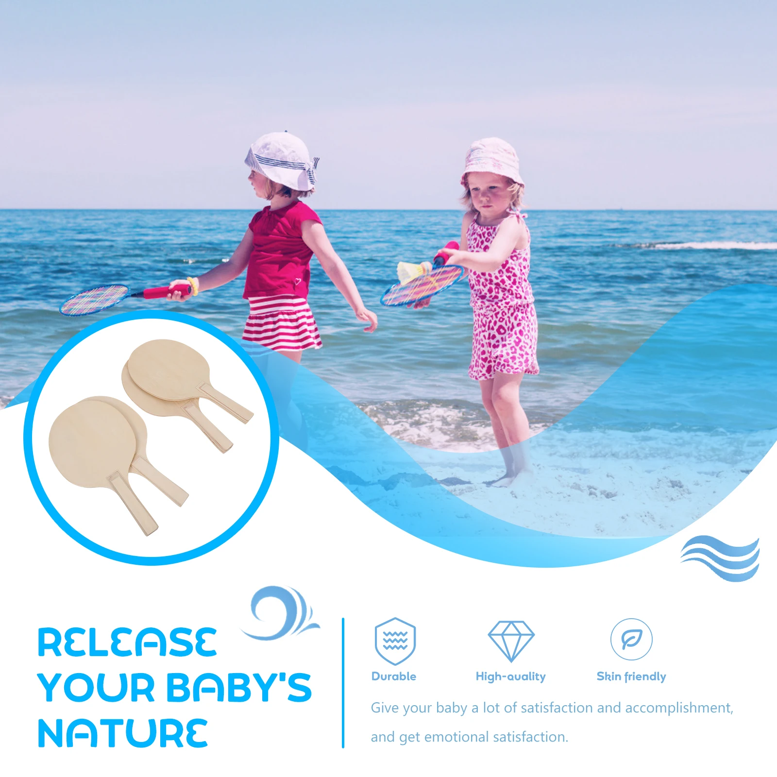 

Набор из 4 весла для мячей, светло-коричневые деревянные пляжные ракетки небольшого размера, легкие, удобные для переноски, развлечения для нескольких человек, массив дерева