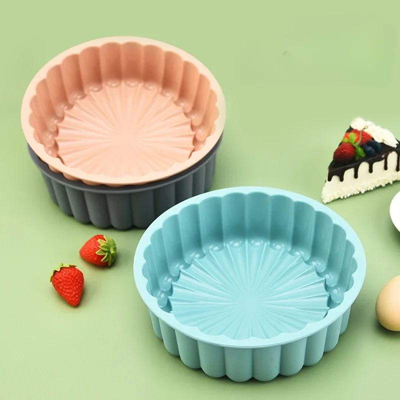 1Piece Charlotte Cake Pan Silicone Nonstick 8 inch Round Molds Baking Cheesecake Strawberry Shortcake Mousse Mould Random Color