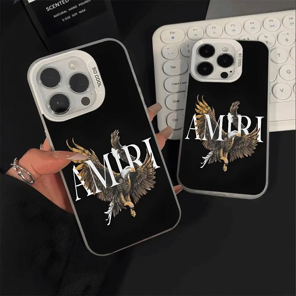 1PC Luxury Design A-Amiries Phone Case For IPhone 17 Air 16 15 14 13 12 11 Pro Max Plus Color Shockproof Back Silver Cove
