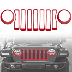 For 2018-2022 Jeep Wrangler JL 9PCS Mesh Grille Grill Insert+Headlight Turn Light Cover Trim  JL JLU for Jeep Gladiator JT