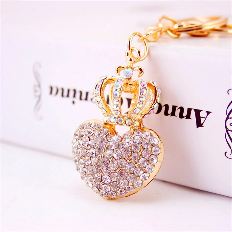 Cute Hollow Crown Heart Pendant Keychains For Women Key Chains Rings Luxury Car Keyring Holder