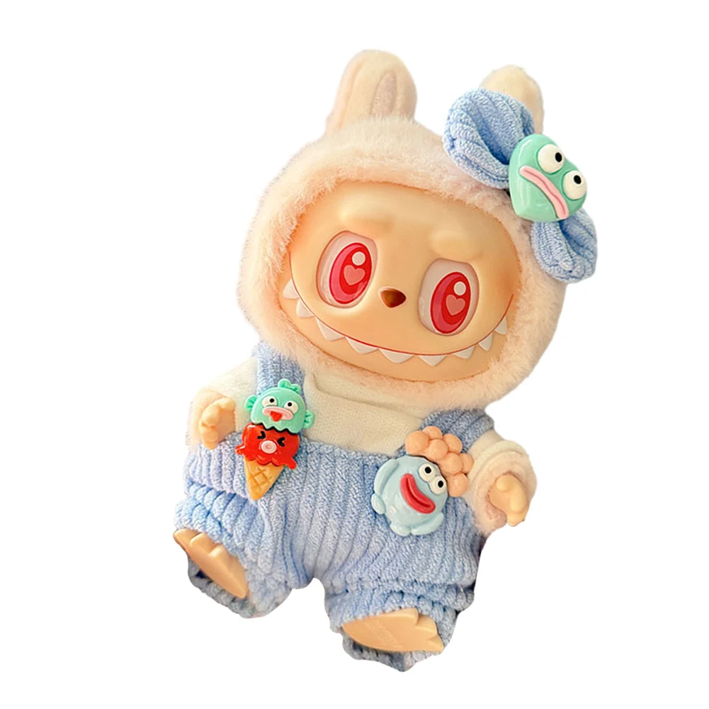 

Mini Doll Outfit Kawaii Bigmouth Fish Clothes Set Sitting Party Pendant Overalls Set Soft Overalls Suit for 15-17cm Doll