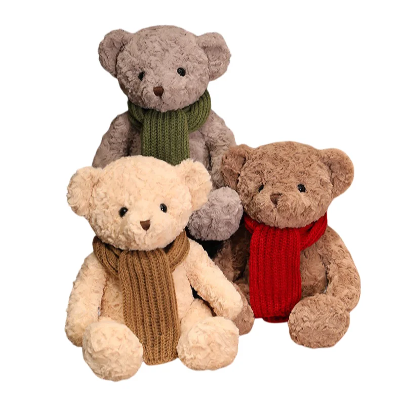 

33CM Lovely Creative Bear With Scarf Comfortable Plush Toys Smoothing Dolls Sofa Decoration Girls Kids Christmas Birthday Gifts