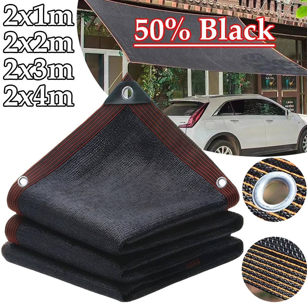 50% Black Shade Cloth Sunblock Mesh Cover With Grommets Taped Edge Sunblock Shade Cloth Anti-UV Sunshade Net For Garden Patio