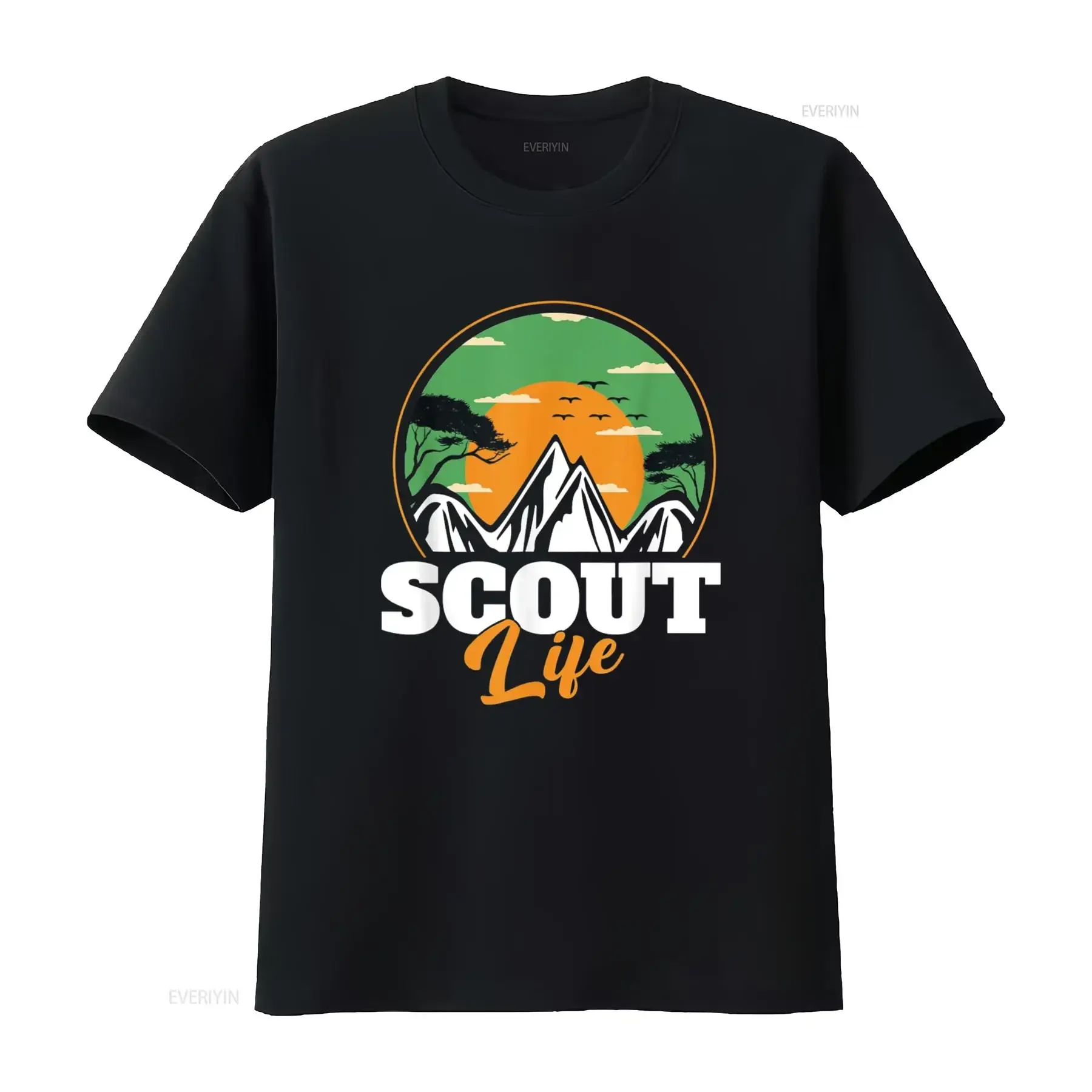 

Футболка Scout Life Scouting для походов на открытом воздухе, винтажная стираная уличная одежда, мягкая мужская повседневная удобная слегка стильная футболка с рисунком