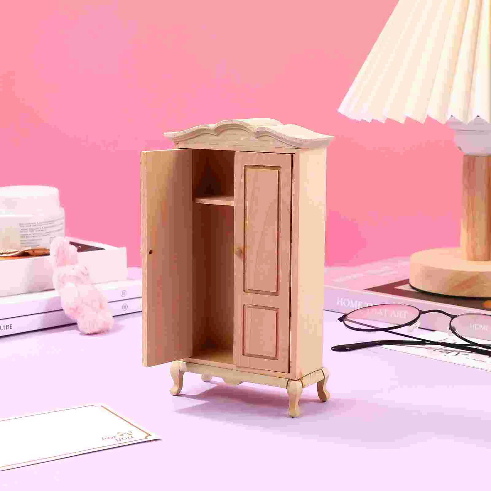 Wardrobe Model Toy House Cabinet Tiny Furniture Miniature 1: 12 Scale Decor Accessories Toys