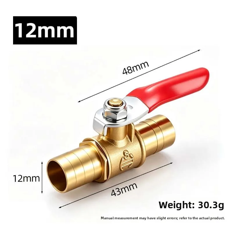 4pcs 6/8/10/12mm Brass Ball Valve 1/4 Inch Twin Barbed Anti-Slip High Pressure Water Oil Air Lines Straight-through Ball Valve