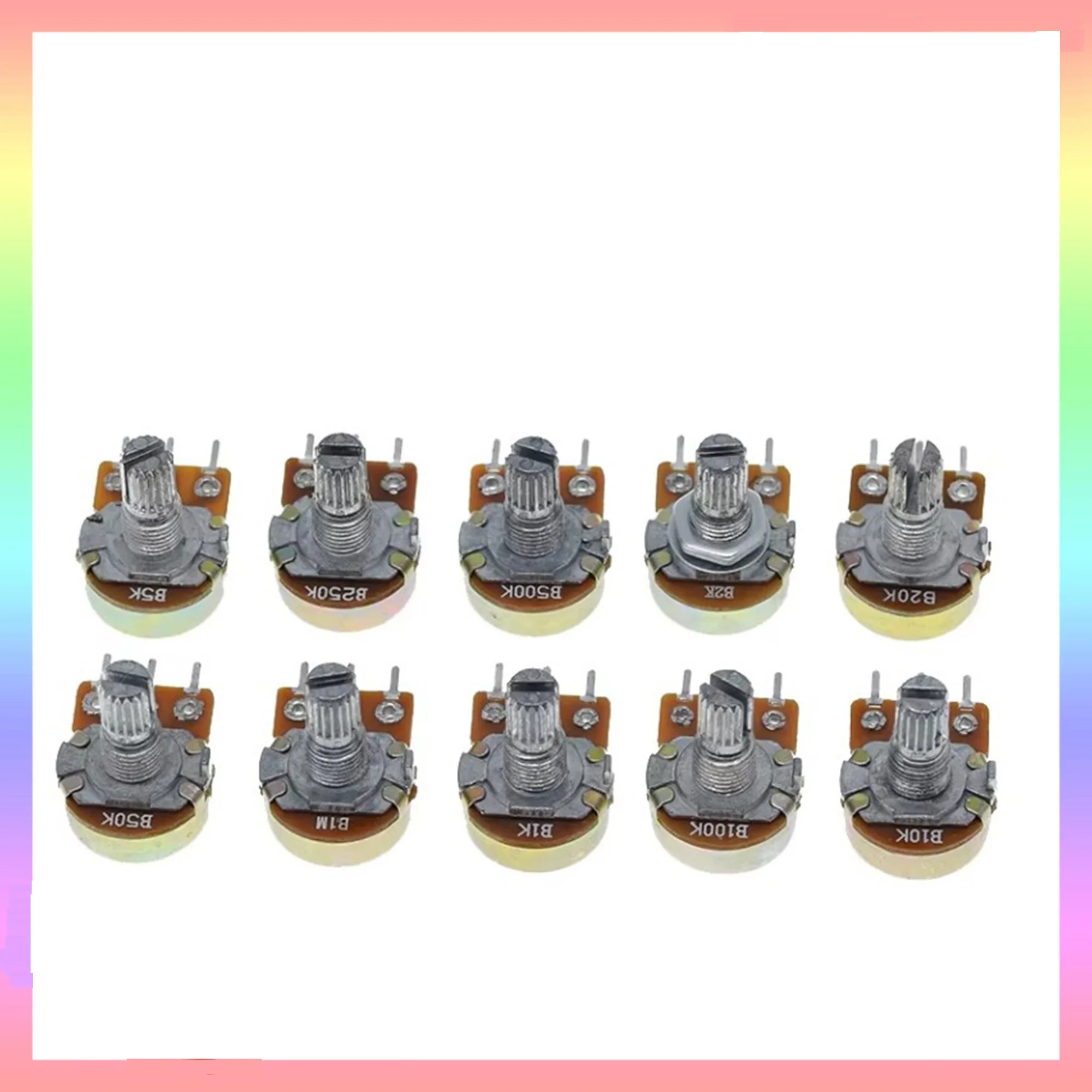 WH148 3pin Linear Potentiometer 15mm SHAFT พร้อมถั่วและเครื่องซักผ้า WH148 B1K B2K B5K B10K B20K B50K B100K B250K B500K B1M