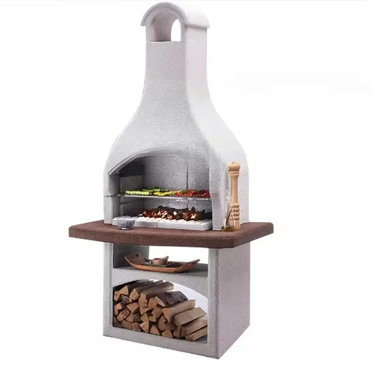 A  Outdoor BBQ Barbecue Villa Wood Burning Fireplace Decoration