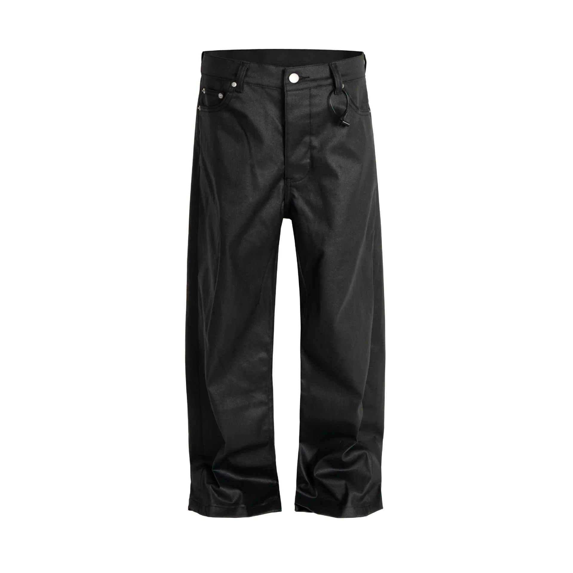 

Rick American streetwear style wax-coated denim pants for men, a niche trendy brand, loose and straight fit wax pants