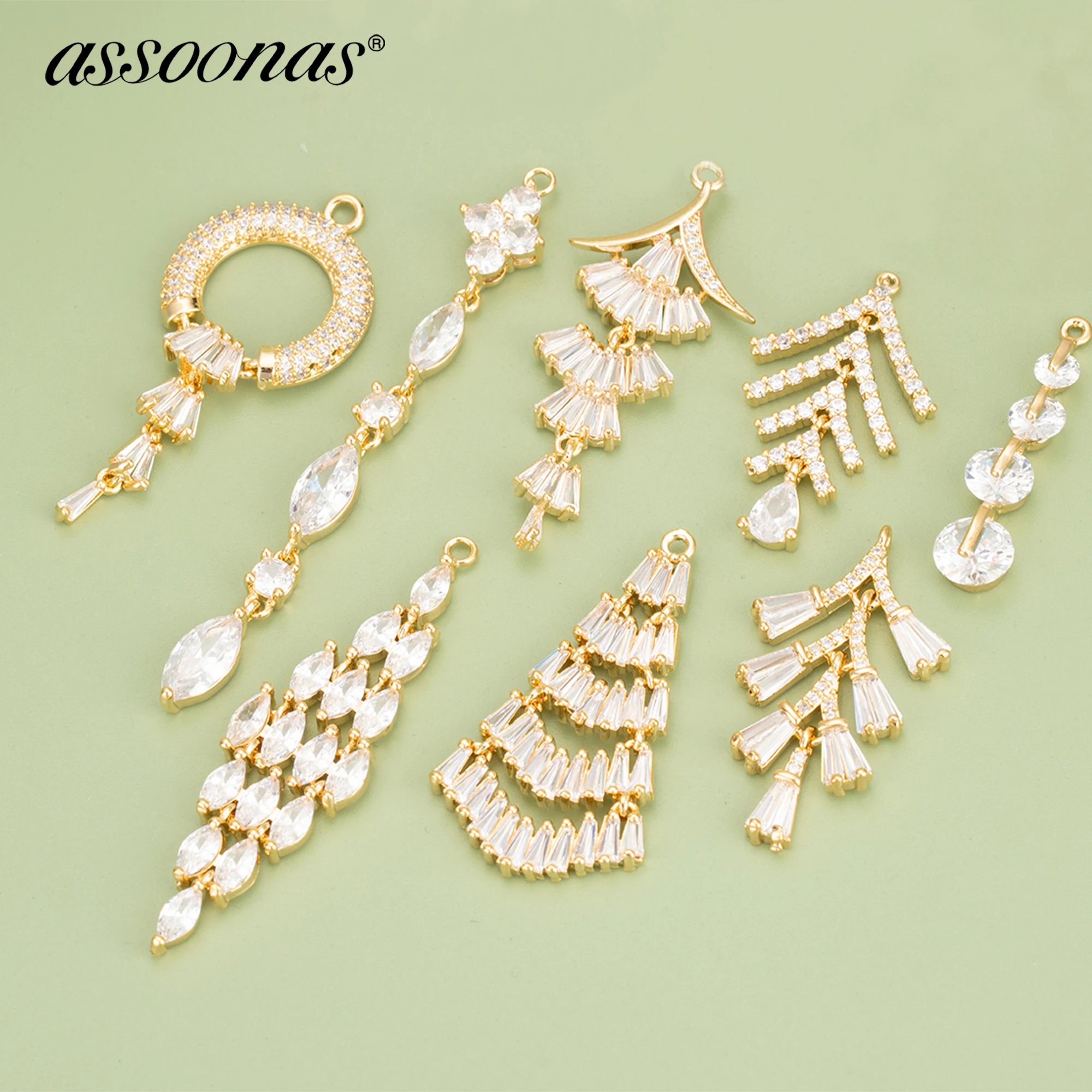 (MB98) 2pcs High Quality 18K Gold Rhodium Plated Copper and Zircons Charms Pendants Diy Jewelry Findings Accessories