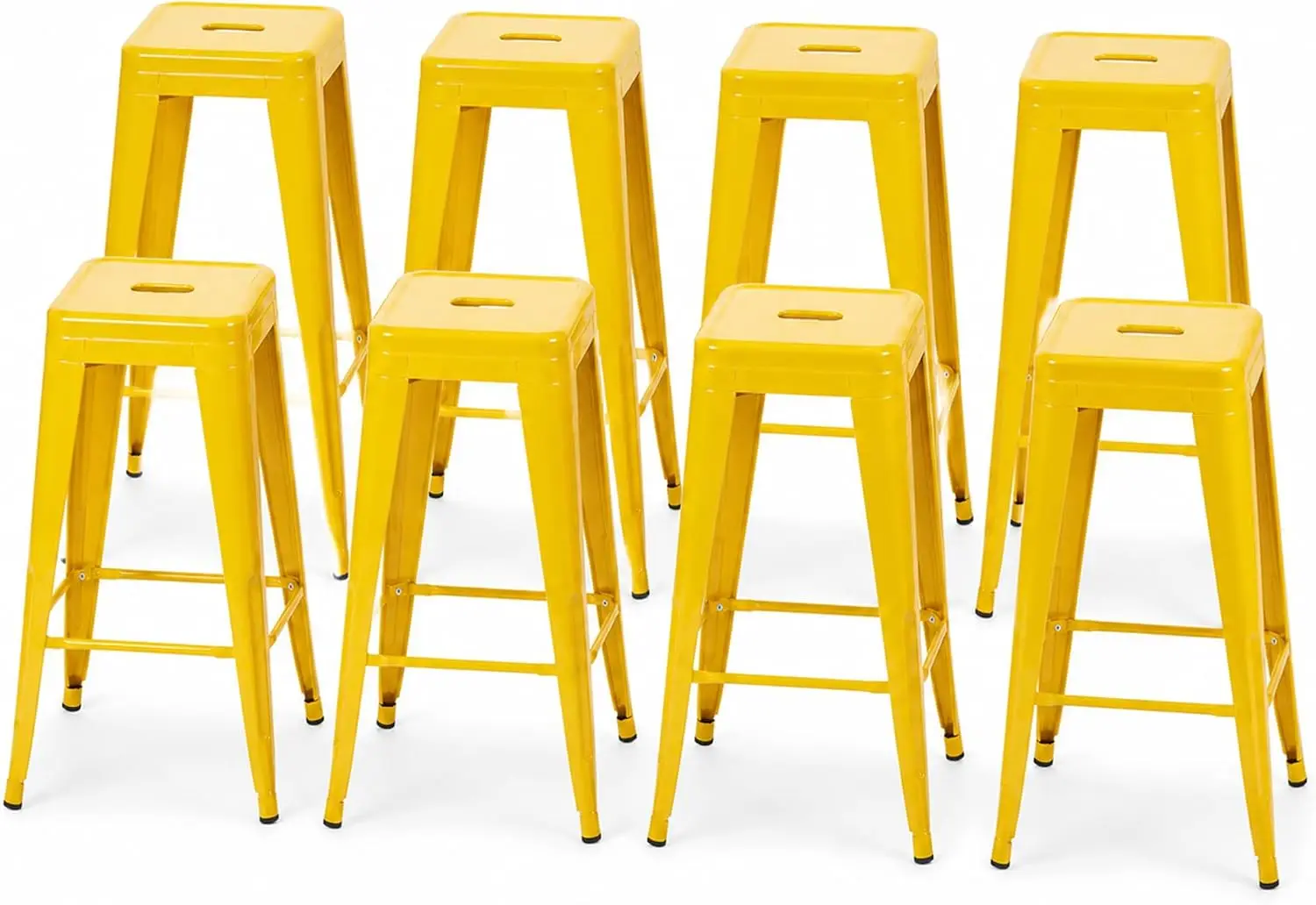 30 Inch Backless Metal Bar Stools, Stackable Set of 8, Yellow