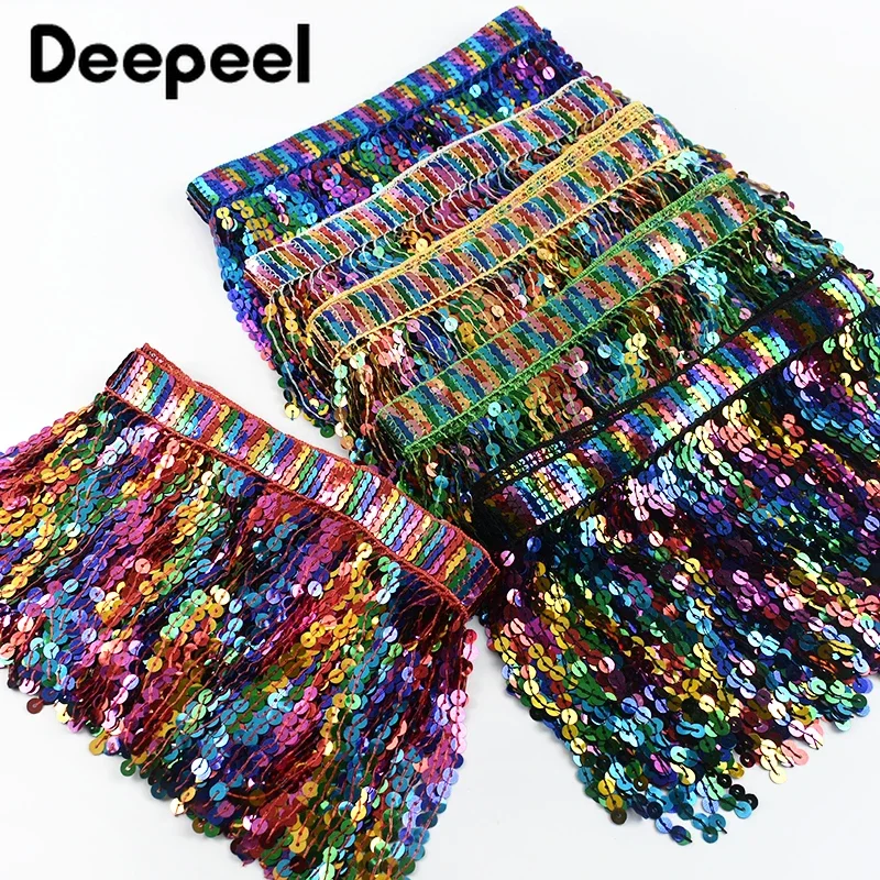 1-10Yards 16cm Sequin Tassel Fringe Colorful Lace Trim for Garment Dress Bag Decoration Fringes Trimming DIY Sewing Accessories