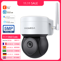 INQMEGA 5MP Tuya Outdoor PTZ Camera Ai Human Detect 1080P Security CCTV Camera Add Google home And Alexa Wifi IP Camera for Yard