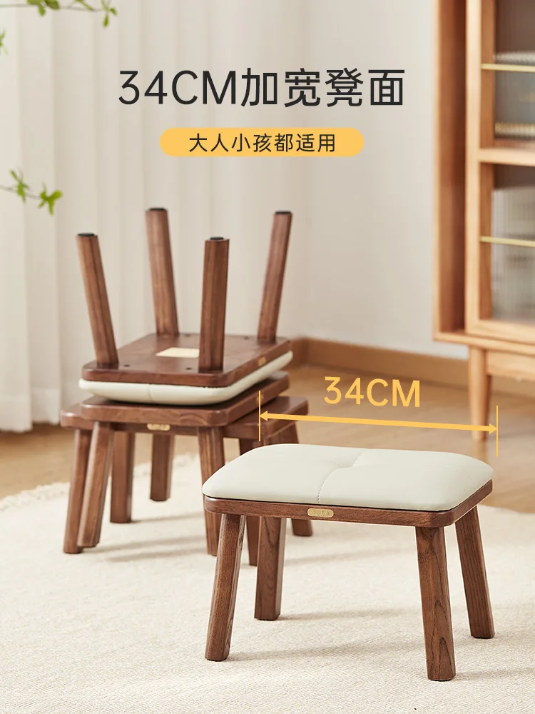 Solid wood low stool lazy living room wooden household soft bag  tea table small for shoes creative wooden