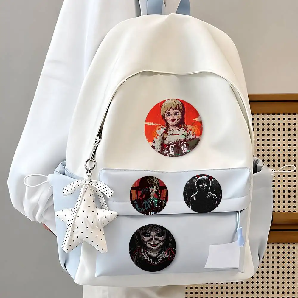 Anna-belle Mo-s-vie Mixed Theme Round Button Badge Set Anime Cartoon Music Game Fashion Pins For Bags Clothes Accessories