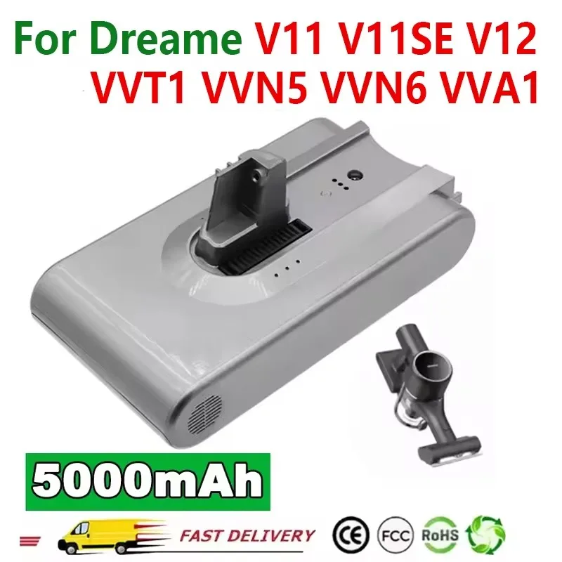 

NEW 25.2V 7S1P 5000mAh For Dreame V11 V11SE V12 V12pro VVT1 VVN6 VVA1 VVN5 Wireless Vacuum Cleaner Battery Pack Replacement