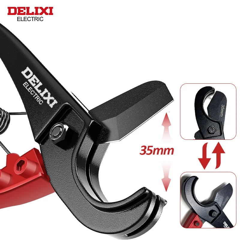 DELIXI ELECTRIC Pipe Cutter,Pipe Scissors SK5 Material Ratchet Cutter PVC/PU/PP/PE Hose Cutting Hand Tool,for Plumber,Homeowners