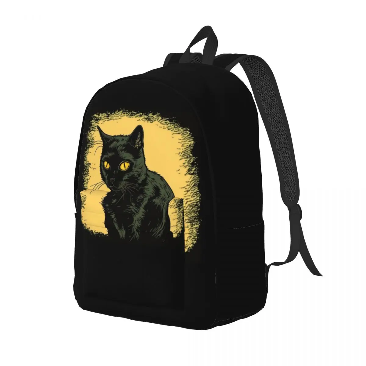 Black Cat Land Backpack Funny Animal Sport Backpacks Student Unisex Design Print High School Bags Kawaii Rucksack