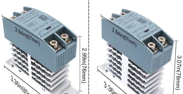 SSR-Halbleiterrelais, DIN-Schienenrelais mit Kühlkörper, 10 A, 25 A, 40 A, 60 A, 80 A, 100 A, 120 A, DC, DC, DC, AC, AC, einphasige Steuerung – Detail 8