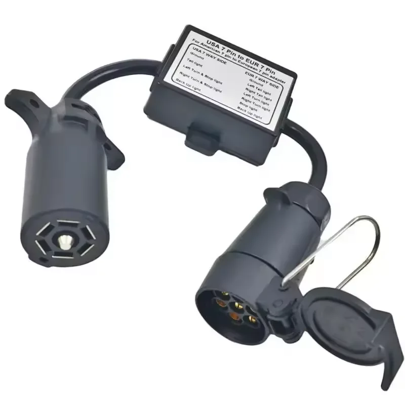 Trailer Light Connector USA To EU Truck Lamp Converter US 7Way Blade Socket To Euro 7Pin Round Plug Adapter Vehicle Linker