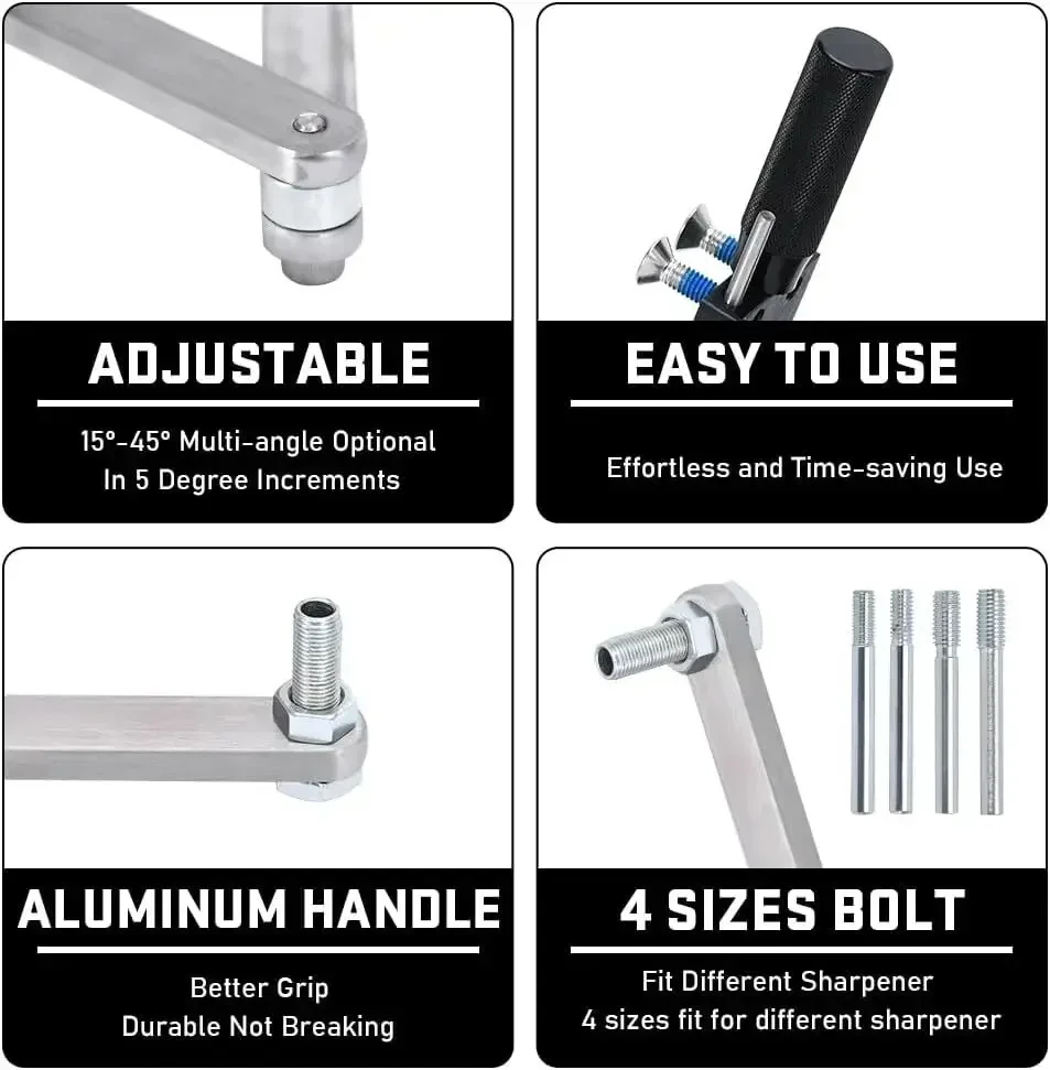Pengasah Pisau Mesin Pemotong Rumput Model 5005 dari Paduan Aluminium Tahan Lama, Dapat Disesuaikan, untuk Pisau Lurus dan Standar, Hitam GZJ-1001
