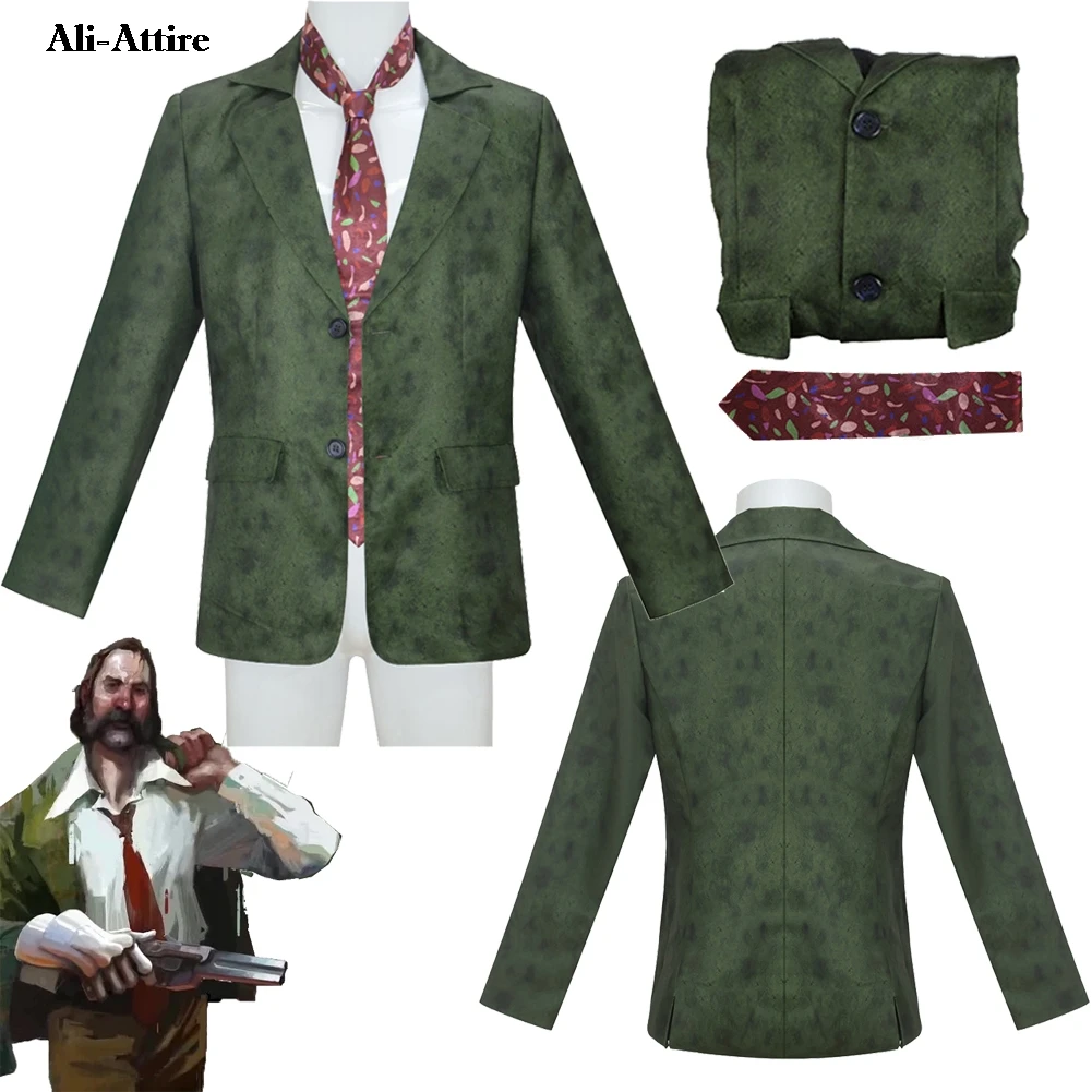 

Game Disco Elysium Cosplay Harrier Du Bois Green Top Tie Cloth Party Disguise Roleplay Halloween Costume Carnival Outfit Suits